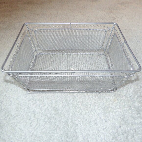 Silvertone Wire Mesh Decorative Rectangle Basket - Picture 4 of 16